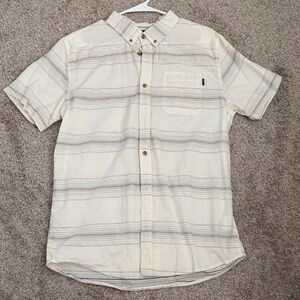 O'Neill Cream Short-Sleeve Button-Down Shirt with Subtle Stripe Detail